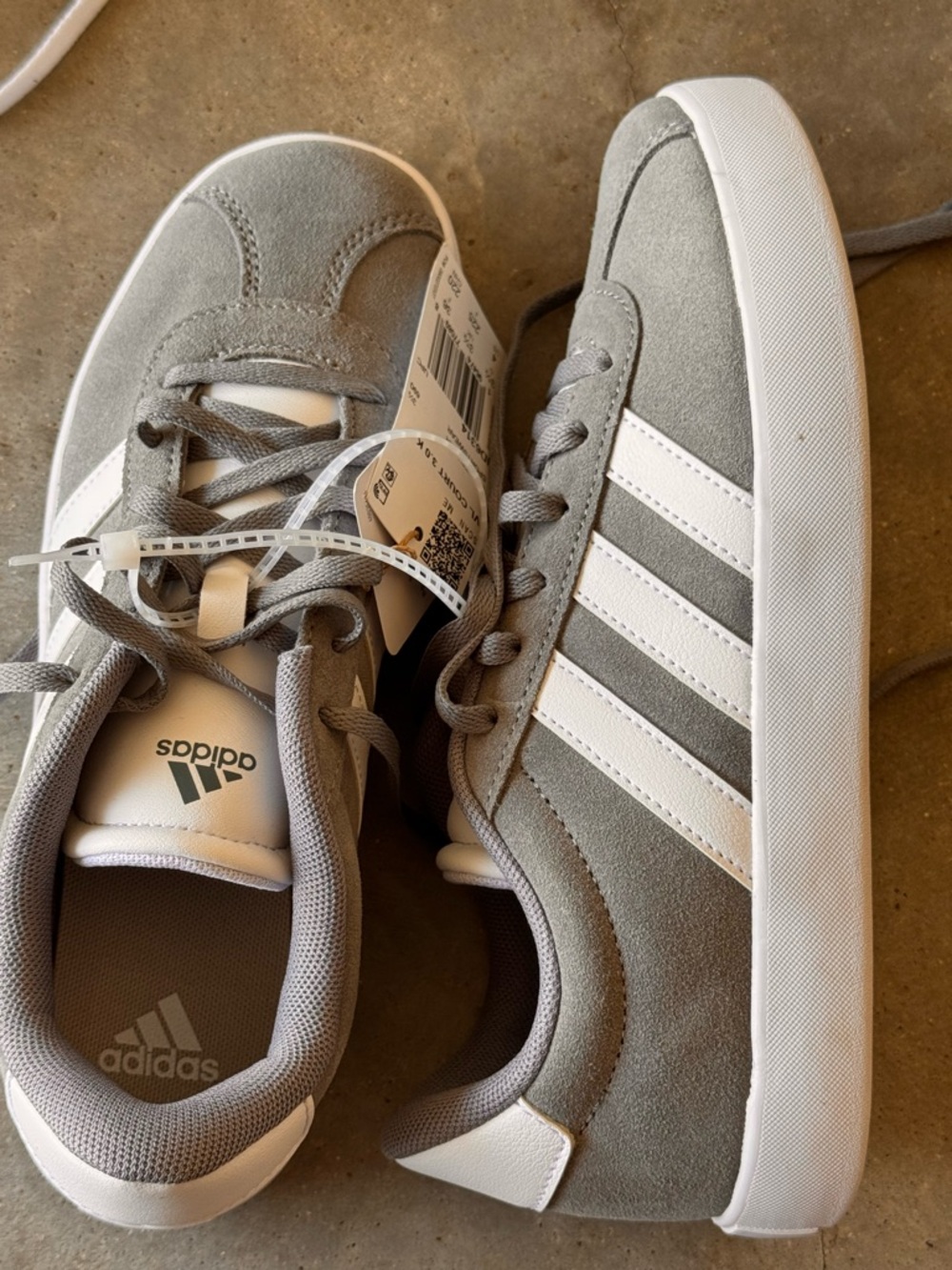adidas VL Court 3.0 K Light Gray and White Kids Sneakers